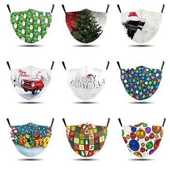 

Christmas Mask for Adult 3D Print Design Festival Mask Washable Reusable Haze Proof Breathable Christmas Tree Masj with Filters
