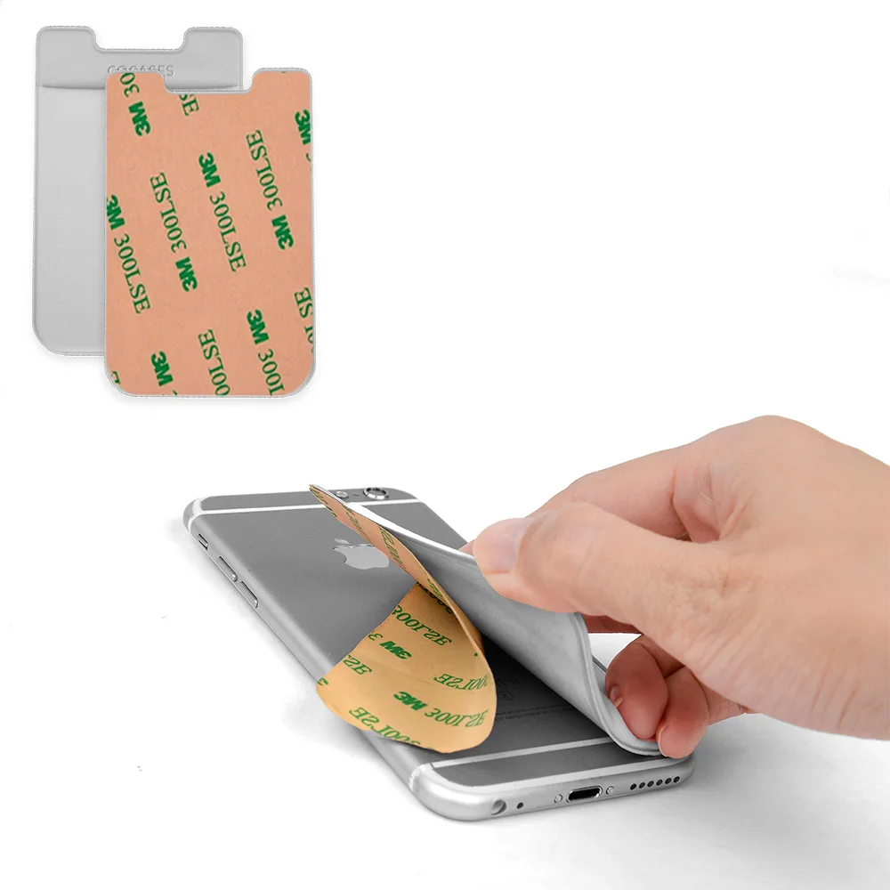 Creative Lycra Cell Phone Wallet Case Women Men Credit ID Card Holder Business Pocket Stick 3M Adhesive