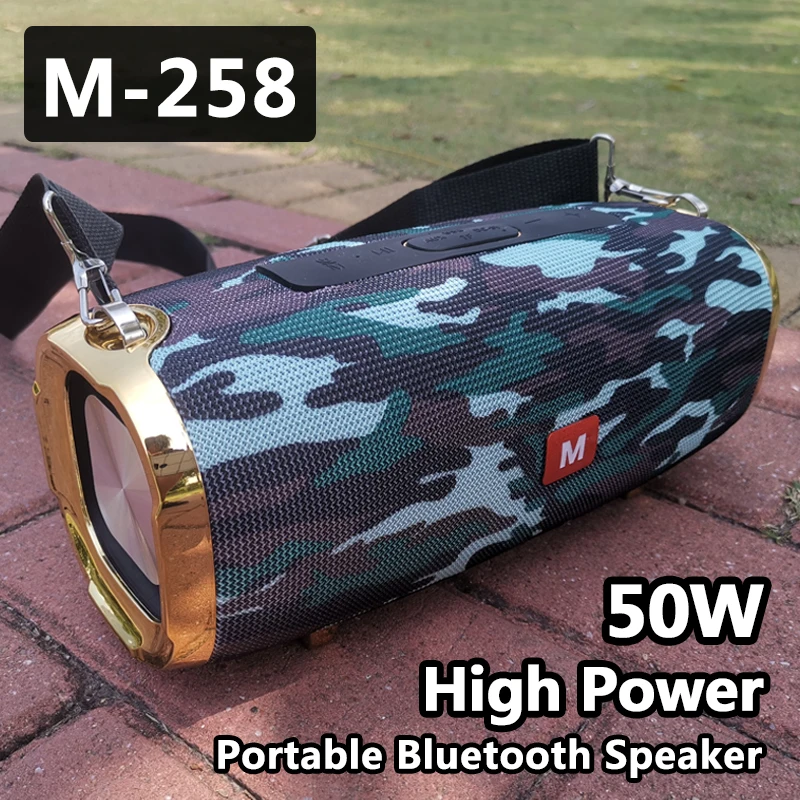 

50W Portable Bluetooth Speaker Outdoor Soundbar Waterproof Column Wireless Subwoofer HiFi Stereo Combat Drum Card Car Soundbox