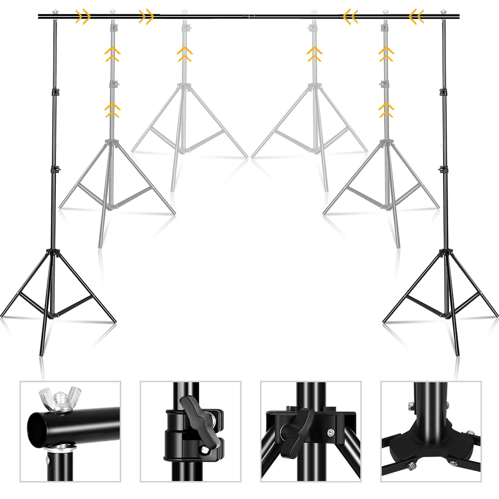 Backdrop Ajustável Support System Kit Pano Verde para Músculos Suporte Telescópico para Fundo Ajustável com Clipe de Bolsa - Image 3