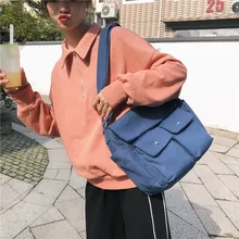 Стиль, корейский стиль, художественная двойная тканевая сумка с нагрудником, женская сумка через плечо в студенческом стиле