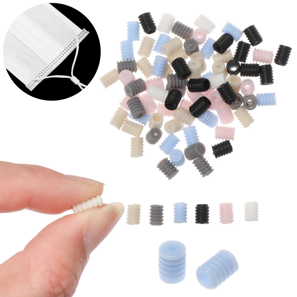 Hebilla del acollador ajustable para mascarilla facial, traba o ajustador de cordón elástico de la máscara del rostro, con botón antideslizante, en variedad de colores por 100 uds.