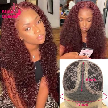 

Deep Curly 99j Burgundy Lace Front Wig Pre plucked Hairline Remy Transparnet Hd Lace Frontal Closure Colored Human Hair Wigs