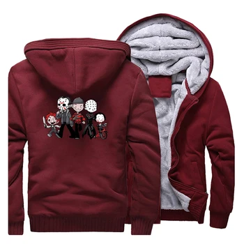 

Horror Movie Jason Clown Saw Halloween Men Zipper Jackets 2019 Winter Warm High Quality Mens Hoodie Slim Fit Fashion Casual Coat