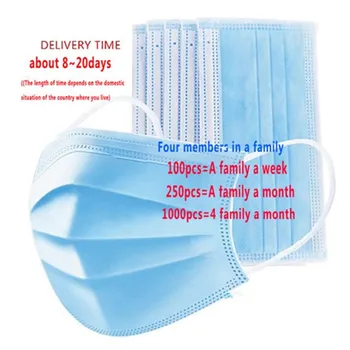 

50 / 100 masks, dust-proof disposable masks, 3-layer filtering, dust-proof, melt blown cloth, ear hung masks, 48 hours delivery