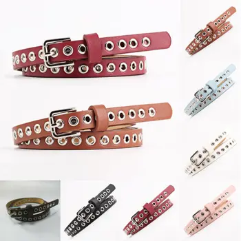 

Women Vintage Rivets Metal Boho Leather Round Buckle Waist Belt Waistband New