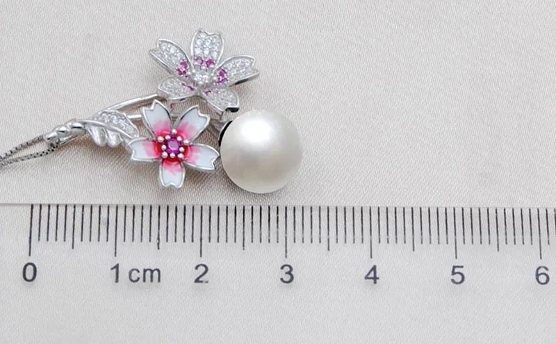 MeiBaPJ Настоящее серебро 925 проба розовый цветок ювелирный набор натуральный круглый жемчуг кулон кольцо и серьги Свадебные украшения для женщин