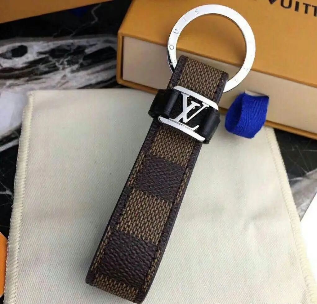 

Classic Style Genuine Leather Car Key Ring Plaid Men And Women Pendant Couples Simple Waist Hanging suo kou lian Hanging Decorat