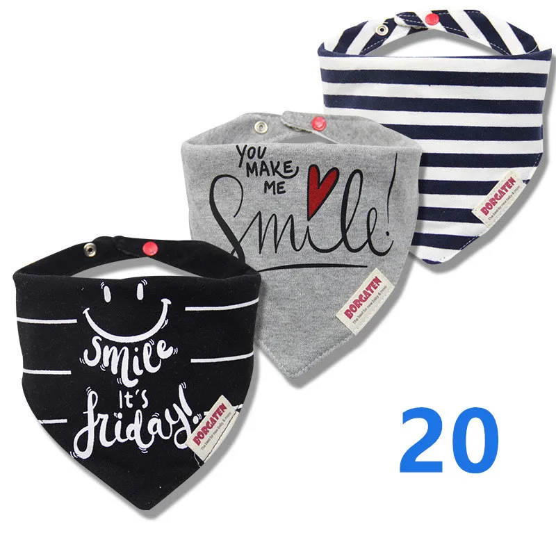 3pcs Organic Cotton Baby Scarf Muslin Burp Cloth Bandana Bibs Newborn Baby Boy Infant Girl Toddler Winter Scarf Waterproof Bib - Цвет: 20