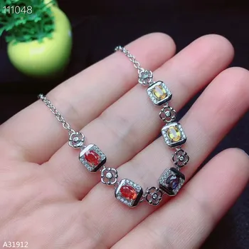 

Thai silver wholesale 925 sterling silver natural color sapphire girls bracelet white gold support detection