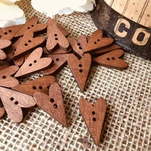 100 шт деревянные пуговицы в форме сердца 2 отверстия для шитья для ремесла скрапбукинга DIY коричневые деревянные пуговицы для вязания спиц кнопка для рукоделия одежды