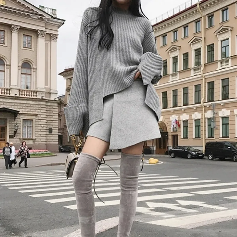 Осень зима 2019 комплект из 2 предметов платье свитер Женская офисная одежда с