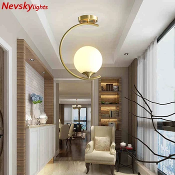

Glass shade copper ceiling lamp hallway led ceiling light living room lights lamp cloakroom ceiling lamp lustre ceiling lights