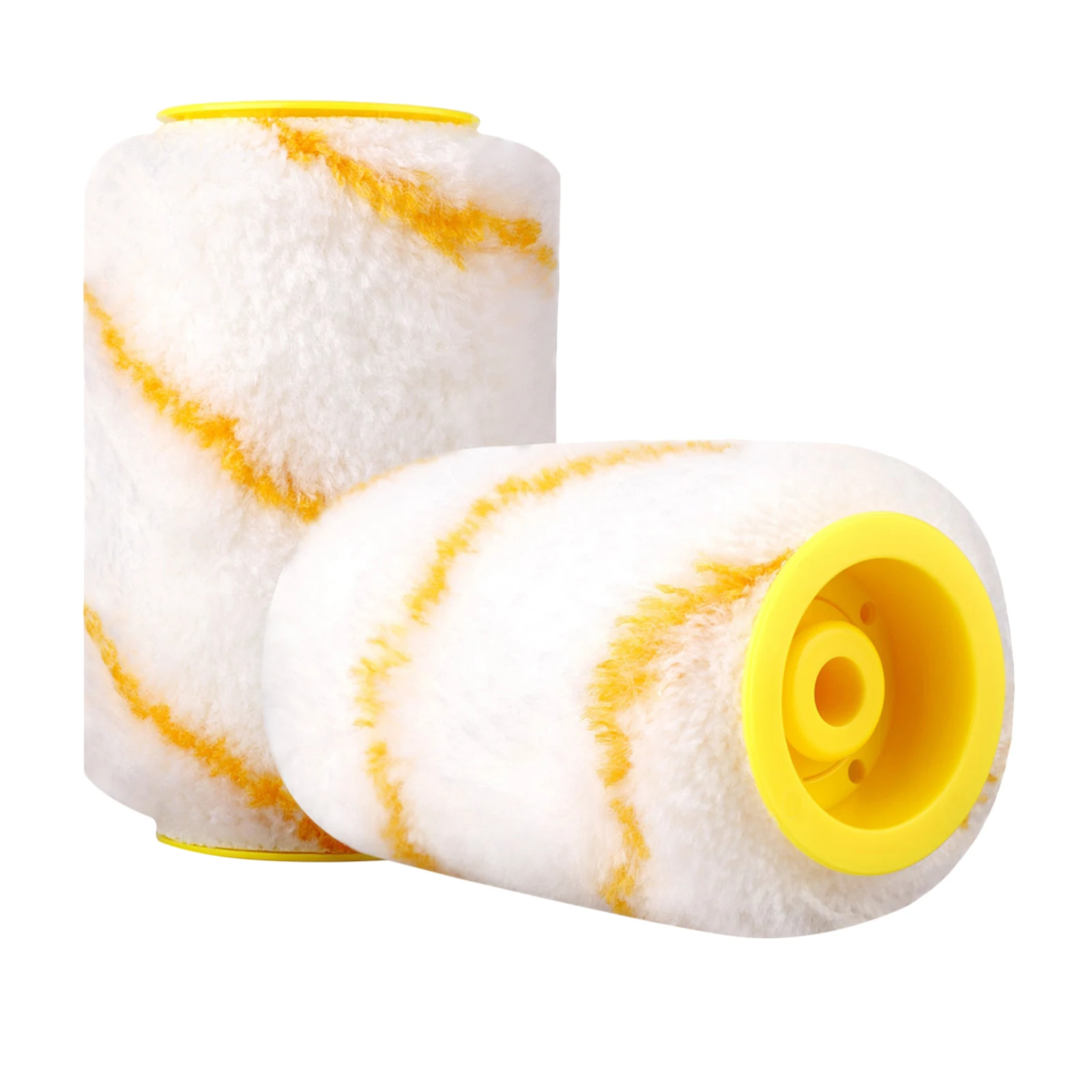 2 Pieces Multi-function Portable Clean-Cut Paint Roller Brush Painting Wall Ceilings Furniture Decorative Cotton Fiber Brush