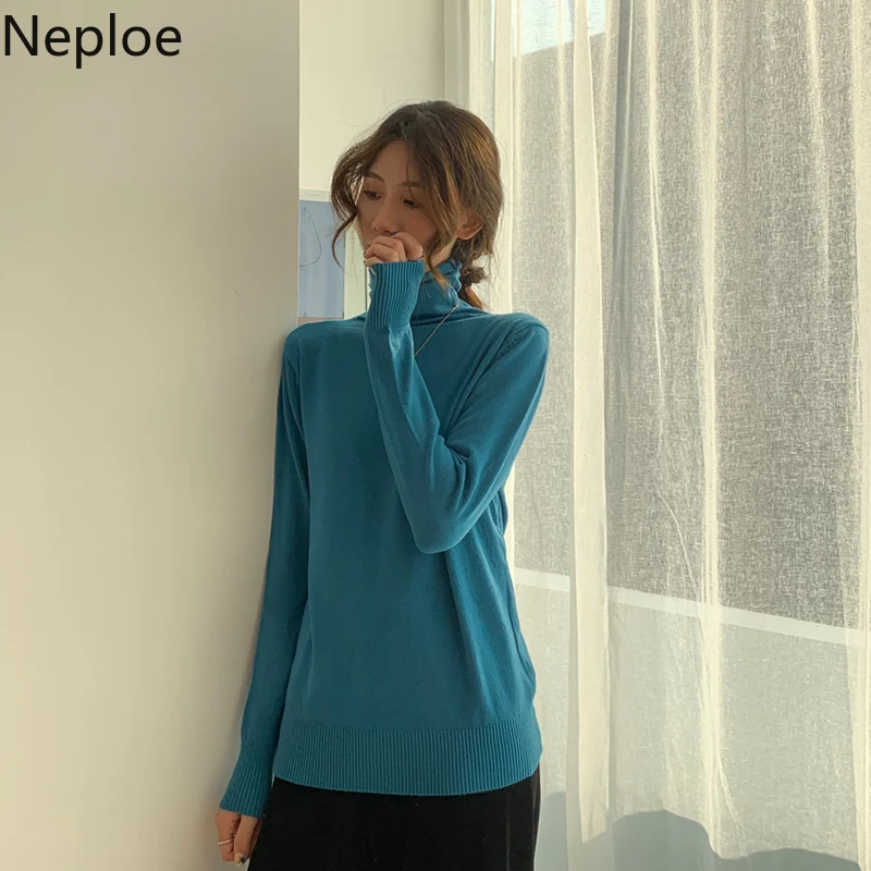 Neploe вязаный свитер с высоким воротом, Осень-зима, свободный свитер с длинным рукавом, новинка, пуловер, свитер, 47565