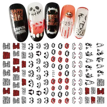 

1Pc 3D Black Halloween Nail Sticker Pumpkin Bat Ghost Skull Horror Decals Manicure Decoration DIY Nail Art Decoration Sticker