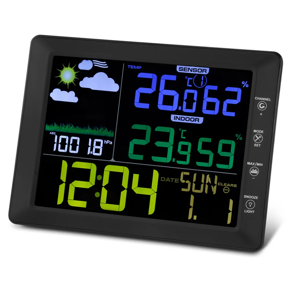 

2018 New Arrival TS - 8210 - BK Barometer Indoor Outdoor Temperature Humidity Digital Alarm Clock for Christmas