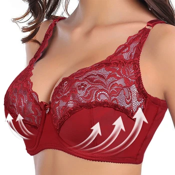 

Solid Women Bra Sexy Lace Hollow Out Underwear Sexy Ultrathin Transparent Brassiere Underwear Gather Bras Large 100D