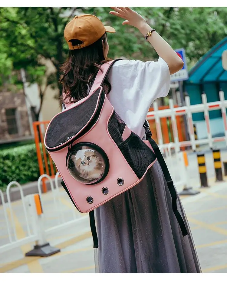 Cat Backpack Outdoor Double Shoulder Bag Backpack Window Astronaut Bag Pet Travel Dogs Cat Carrier Mesh Windows Pet Carrier