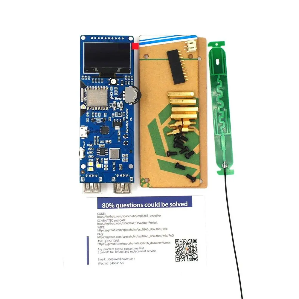 DSTIKE WiFi Deauther Mon ster V4 ESP8266 макетная плата обратная защита с антенной и корпусом 18650 power Bank 5V 2A