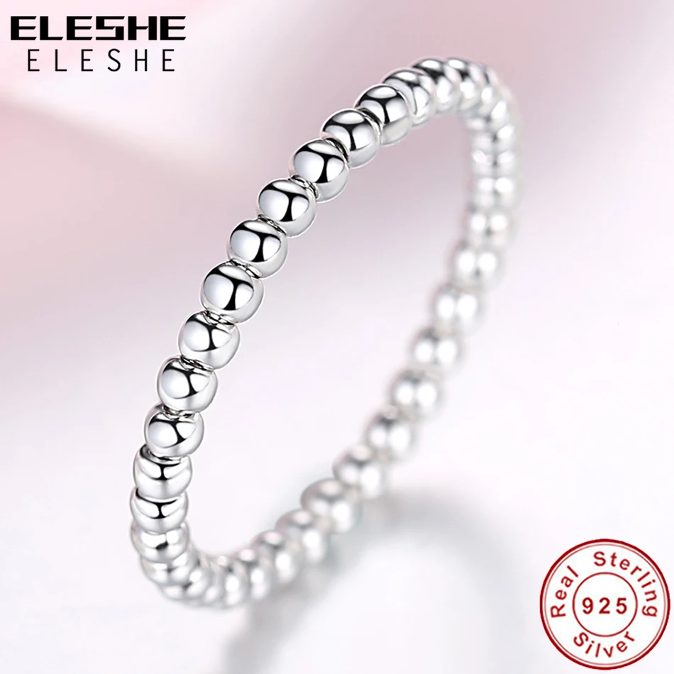 ELESHE,, 925 пробы, серебряные кольца для женщин, свадебные, составной круглый, с бусинами, кольца на палец, женские, подлинные ювелирные изделия