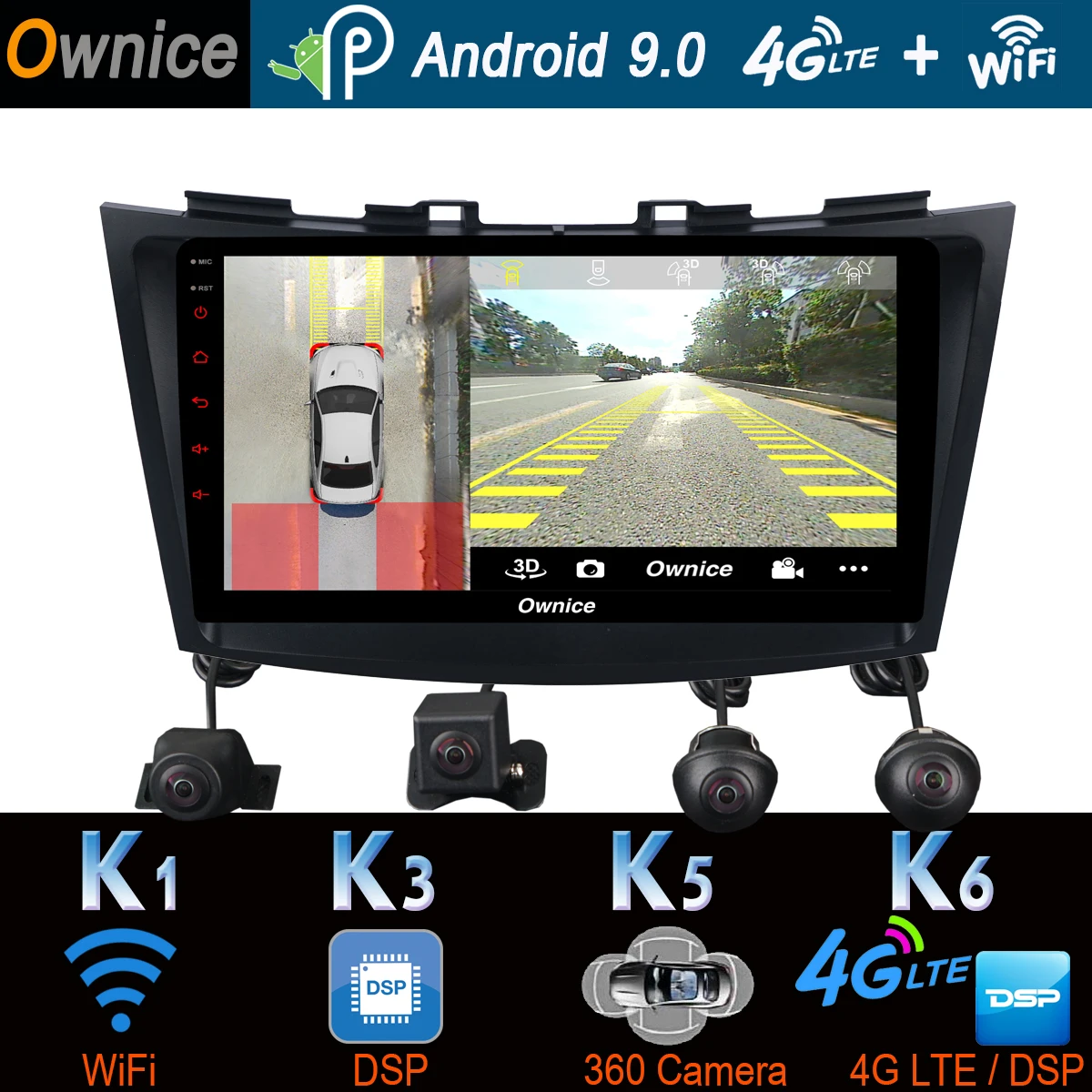 360 ° панорамный 4G LTE WiFi 8Core 4G+ 64G Android 9,0 Автомобильный мультимедийный радио gps DSP CarPlay видео для Suzuki Swift Sport 2010
