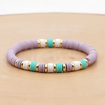 

Go2Boho Polymer Clay Bracelet Women Jewelry Vinyl Heishi Disc Beads Summer Beach African Pulseras Handmade Elastic Bracelets