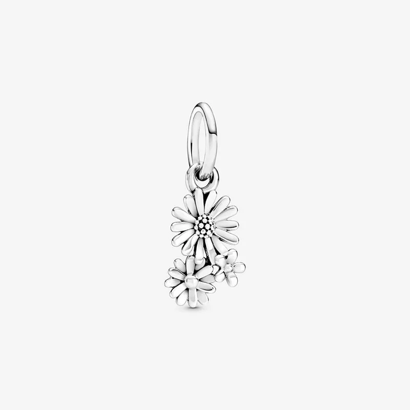 

2020 HOT New 925 Sterling Silver Beads Daisy Flower Bouquet Dangle Charms fit Original Pandora Bracelets DIY Jewelry Women