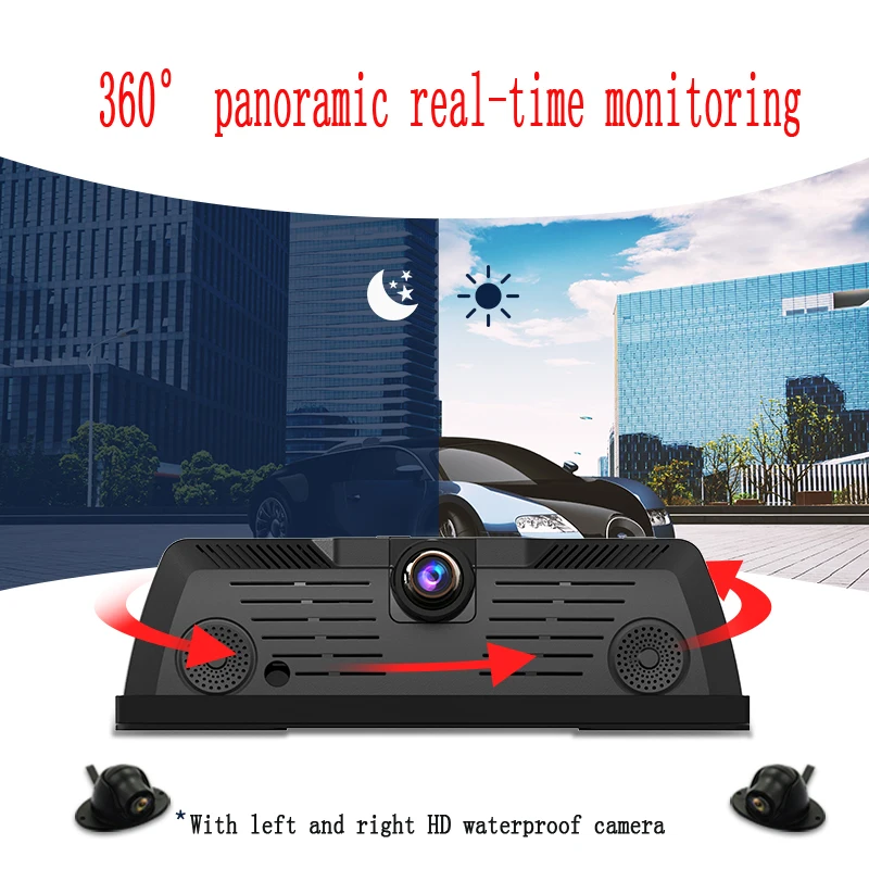 WHEXUNE 4 Channel Android 5.1 WIFI Car DVR Camera 4G 10" IPS ADAS GPS Navigation Dash Cam FHD 1080P Video Recorder