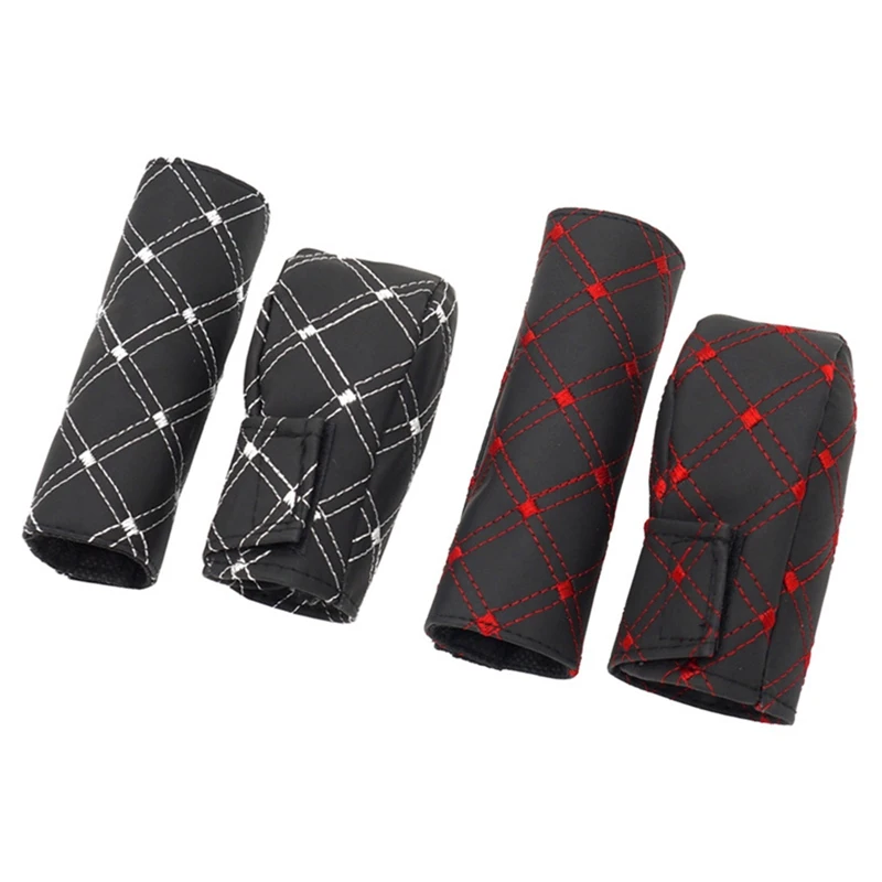 

Universal Car PU Leather Red Wine Auto Car Hand Brake Cover Gear Shift Stick Cover Car Styling Accessories Handbrake Grips