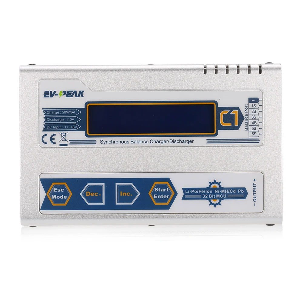 C1 50W 6A 1-6S фотозарядное устройство с адаптером JST_XH T разъем для LiPo LiFe NiMH NiCd батареи |