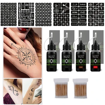 

20/pcs Temporary Tattoo Painting Kit For Women Men Kids Semi Permanent Tattoo Ink Summer Trend Art Painting DIY Tattoo Stencils