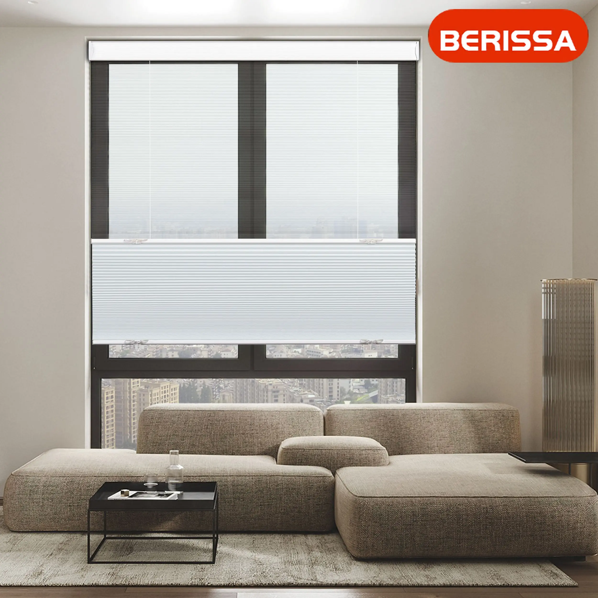 BERISSA-persianas inalámbricas de panal de abeja, persianas 100% opacas para ventana, personalizadas, celulares, para sala de estar