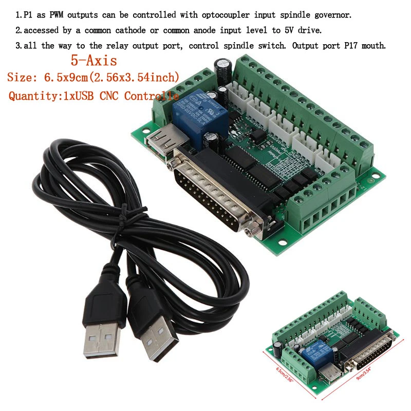 MACH3 CNC Breakout Board USB 100KHz 5-Axis Interface Driver Motion Controller#SZ