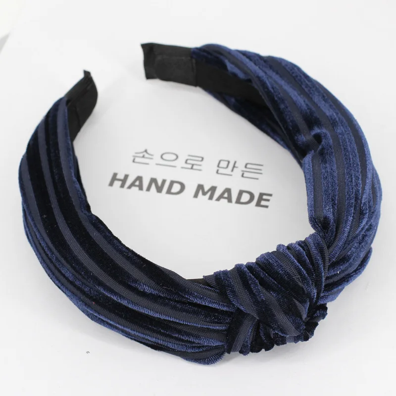 Navy blue Hairband Винтажная велюровая головная повязка для женщин простая завязанная Женская повязка для волос модные аксессуары для волос для девушек аксессуары B538 - Цвет: Navy blue Hairband