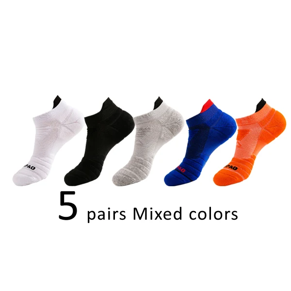 Veridical 5 Pairs Athletic Sport Running Socks For Men Colorful Cotton Breathable Deodorant Quick-Drying Ankle Boat Socks Brand MULTI