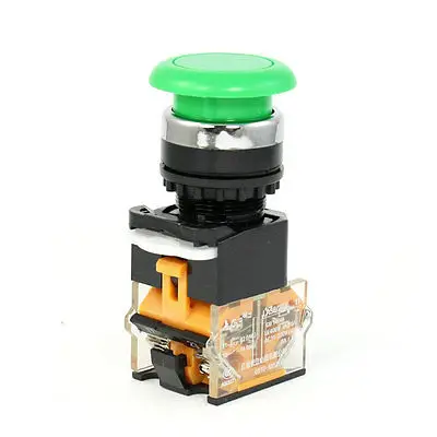 

AC 230V 6A AC 400V 4A NO/NC DPST 22mm Dia Green Momentary Pushbutton Switch