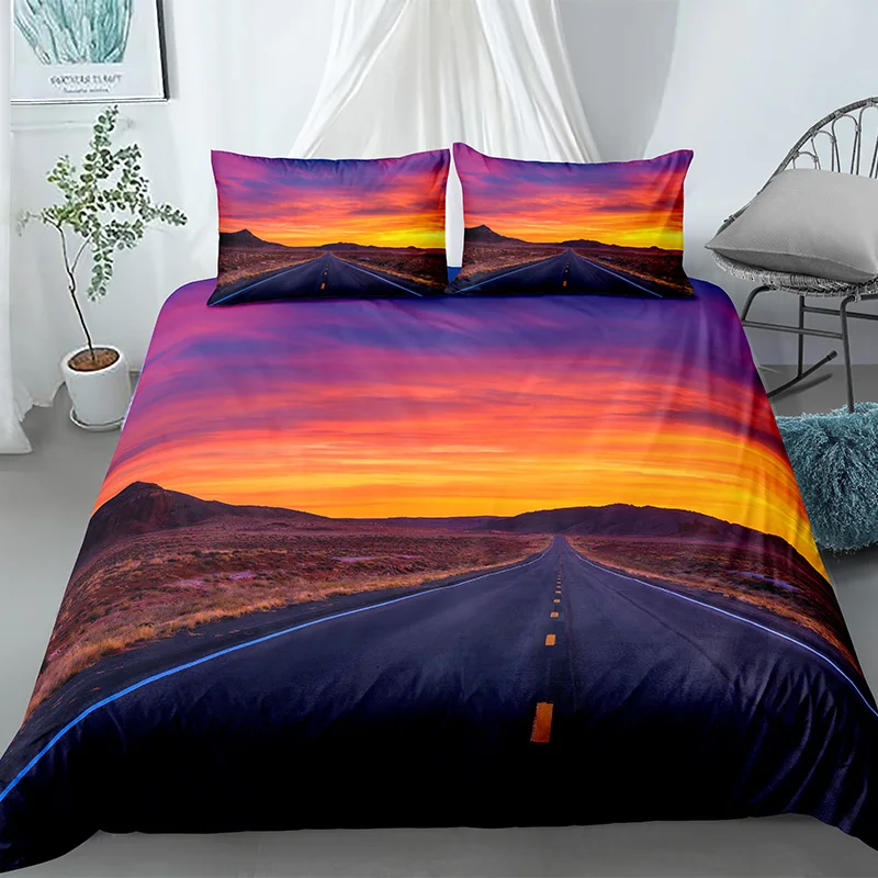 3D Scenery Flower Printed Landscape Bedding Sets Home Decoration Duvet Cover Pillowcase Holiday Gift