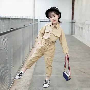 

Girls Fashion Clothing Set Spring Autumn Clothes Set Long Sleeve Blouse + Pants Sets 2pcs For Girl Khaki Pink Children Tracksuit