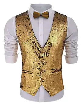 

Sparkle Sequins Men's Waistcoat Vest for Prom Party suit Jacket Vest Flash Nightclub Stage Suit Vest