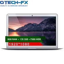 Ультрабук 14," 8 ГБ ОЗУ ssd128гб/64 ГБ+ 750 Гб HDD Windows 10 быстрый процессор Intel офисный арабский AZERTY немецкая испанская Русская клавиатура