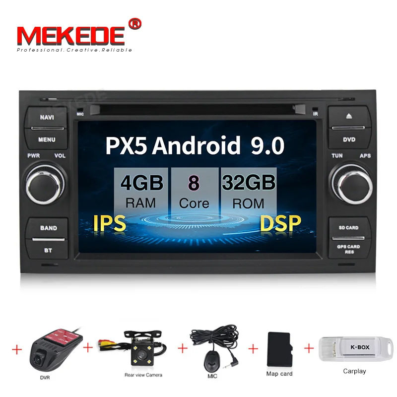 PX5 4 Гб+ 32 ГБ Android 9,0 автомобильный радиоприемник gps навигация для Ford/Mondeo/Focus/Transit/C-MAX/S-MAX/Fiesta встроенный DSP ips vedio out - Цвет: camera dvr carplay