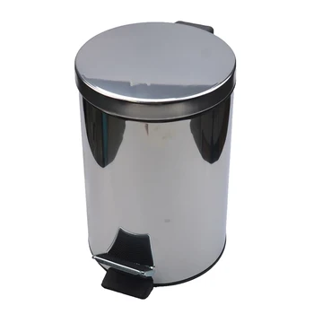 

5L/3L Step-on Trash Can Stainless Steel Round Trash Bin Dirt-resistant Anti-fingerprint Garbage Can Black for Truck Vehicle Car