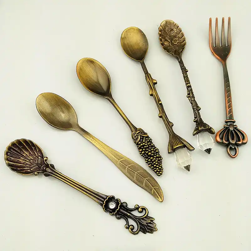 6 Teile Satz Vintage Koniglichen Stil Kuche Esszimmer Bar Bronze Geschnitzte Kleine Kaffee Besteck Dessert Fur Snacks Aliexpress