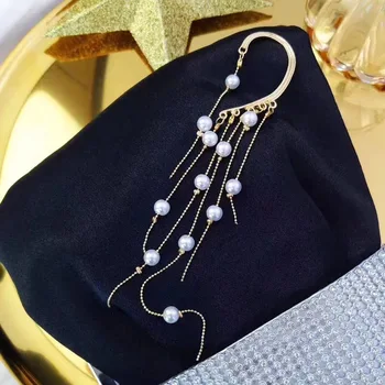 

Temperament versatile ear hook without pierced ears super fairy tassel earrings Korean earrings 2020 new wave ear bone clip