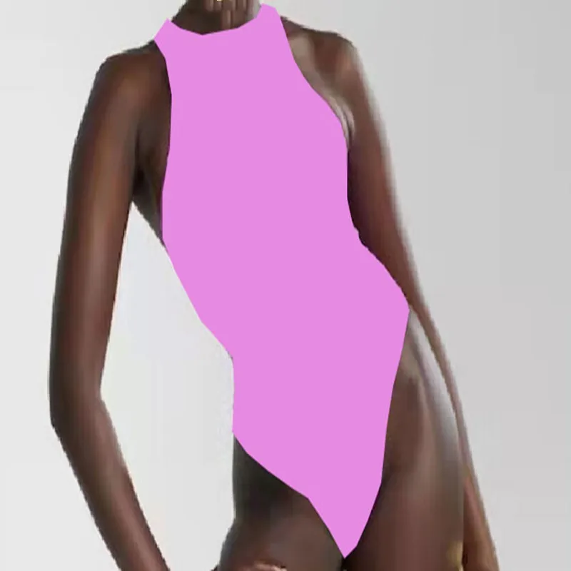 Purple One Piece Bodysuit Beach Wear Women Summer 2022 Fashion Bathing Suit mesh bathing suit cover up