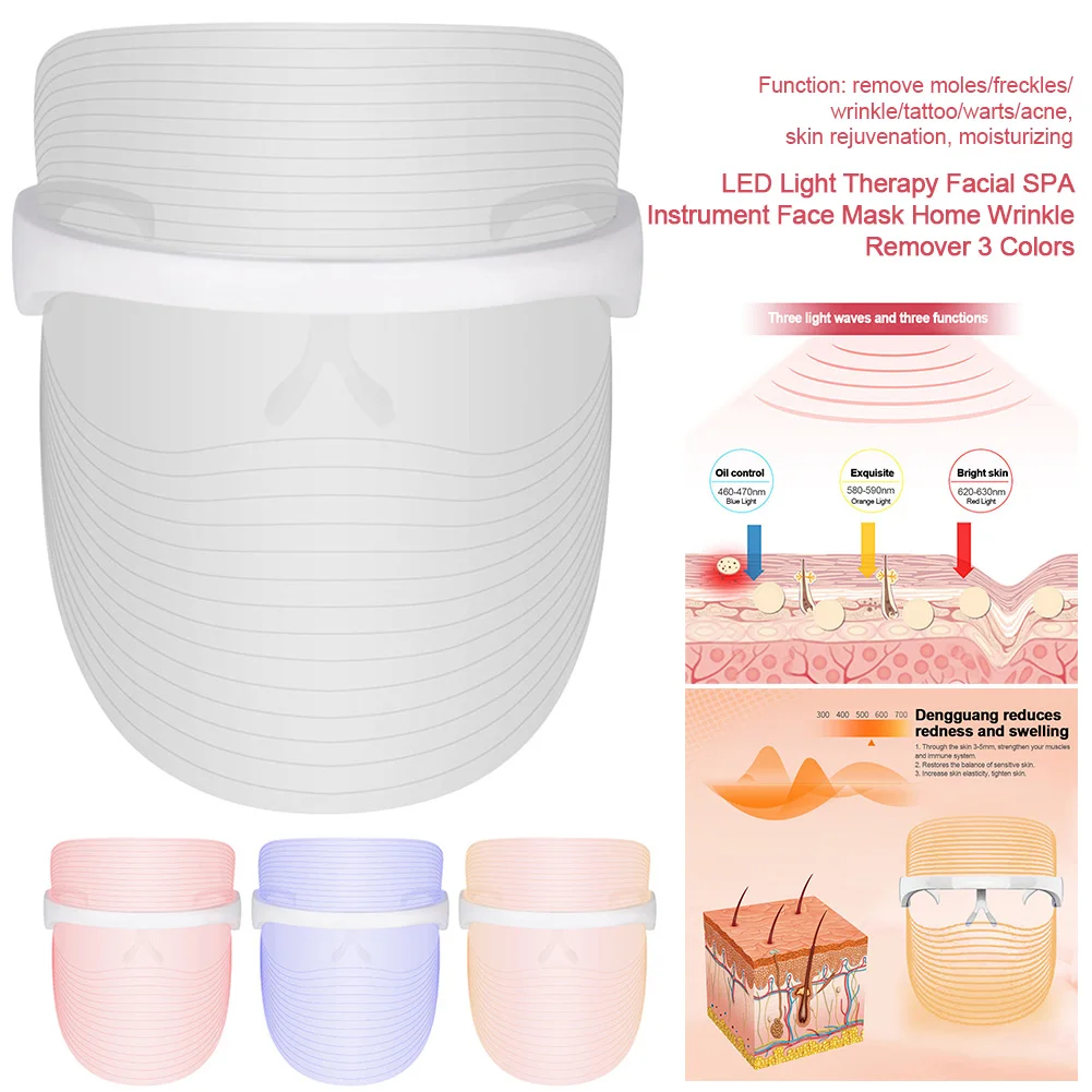 Brightening Face Mask Skin Care 3 Colors Home Acne Treatment LED Light Therapy Salon Anti Aging 1 Brightening Face Mask Skin Care 3 Colors Home Acne Treatment LED Light Therapy Salon Anti Aging 2