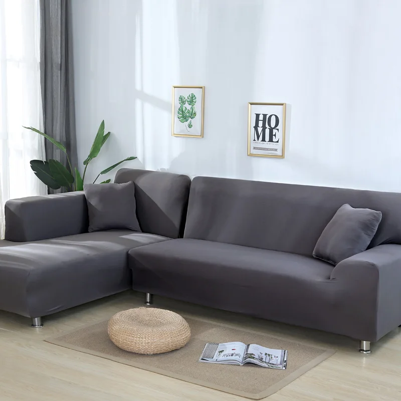 Черно-серый секционный Эластичный чехол для дивана для гостиной, чехол для дивана, L форма, чехол для кресла, чехол для 1-4 местный