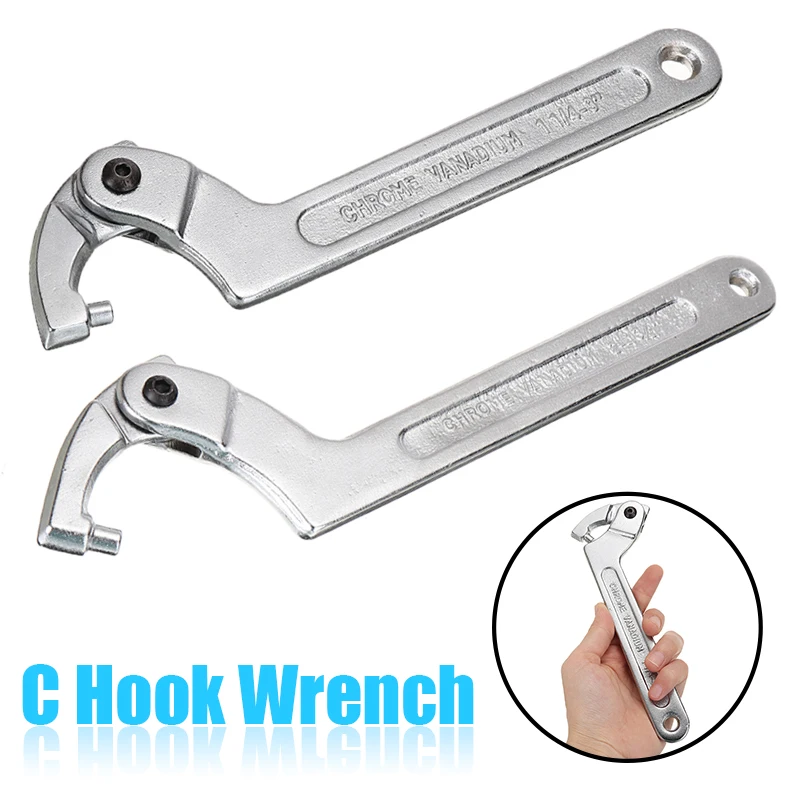 

Quality C Hook Wrench Spanner Tool Chrome Vanadium Steel Wrench Key Adujustable Round Head Hook For Nut Bolt Repairing Hand Tool