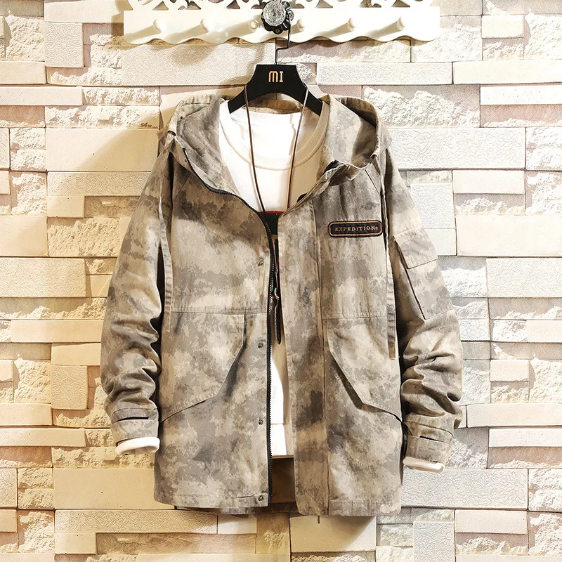 

2019 Autumn New Style Japanese-style Japanese-style Hooded Camouflage Tooling Jacket MEN'S Outerwear Large Size Men'S Wear